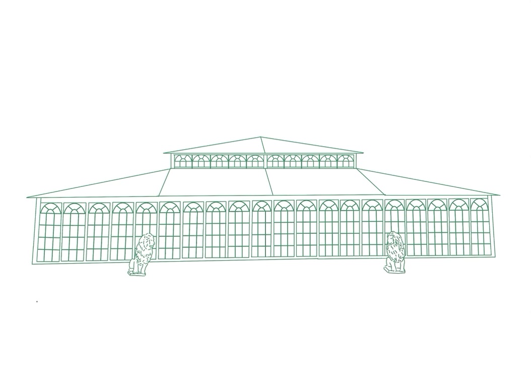 Line drawing of the orangerie at Chateau du Deffay